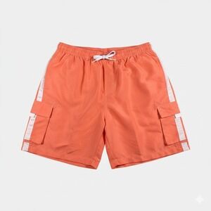 Tacvasen Mens 2XL Orange Cargo Swim Trunks Mesh Lined Outdoor Sports Shorts NWT